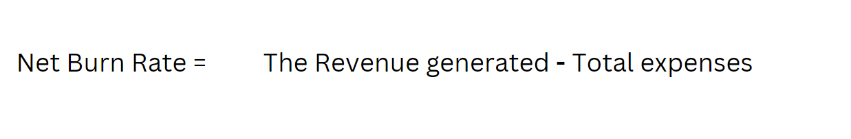 Net burn rate formula: revenue generated minus total expenses
